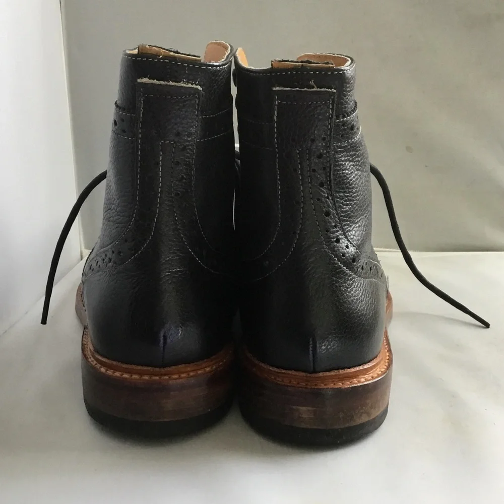 Stacy Adams Black Leather Brogue Chukka Boots with Brown Welt